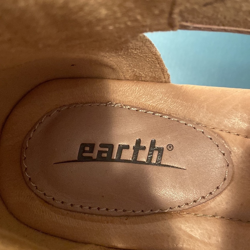 Earth Leather Sandals Vicki Heeled Cut-Out Pecan Tan 9W - Picture 7 of 15